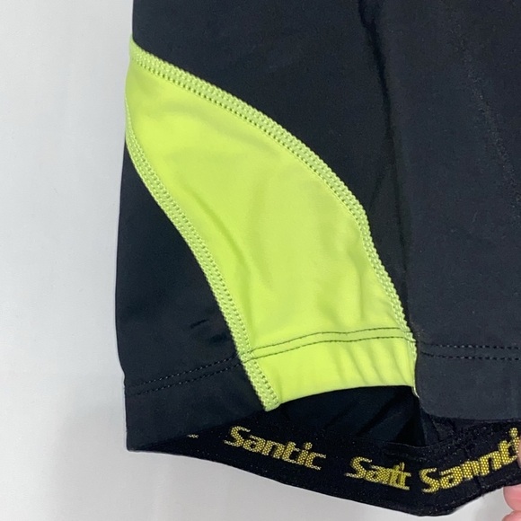SANTIC Black and Neon Yellow Cycling Shorts. PADDED WAIST good clean condition - Picture 4 of 11